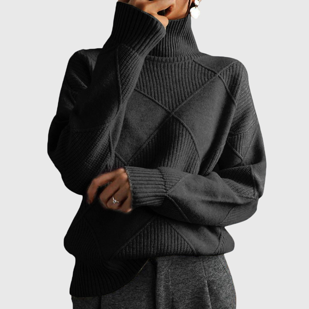 Angela™ - Chic Scarf and Comfortable Turtleneck Sweater for Sophisticated Looks