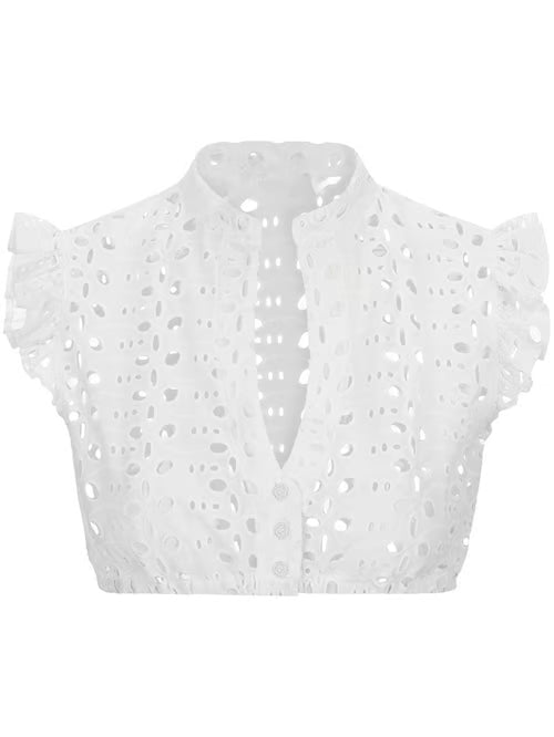 Chic Women's Oktoberfest Blouse with V-Neck, Transparent Lining, and Lace Appliqués