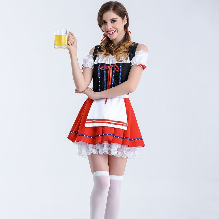 Elegant Women's Summer Dirndl with Stylish Apron, Charming Details, and Flattering Cut