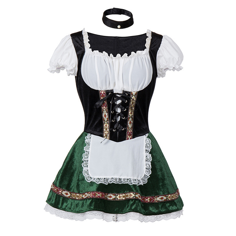 Trendy Mini Dirndl for Women with Elegant Square Neckline and Decorative Trim