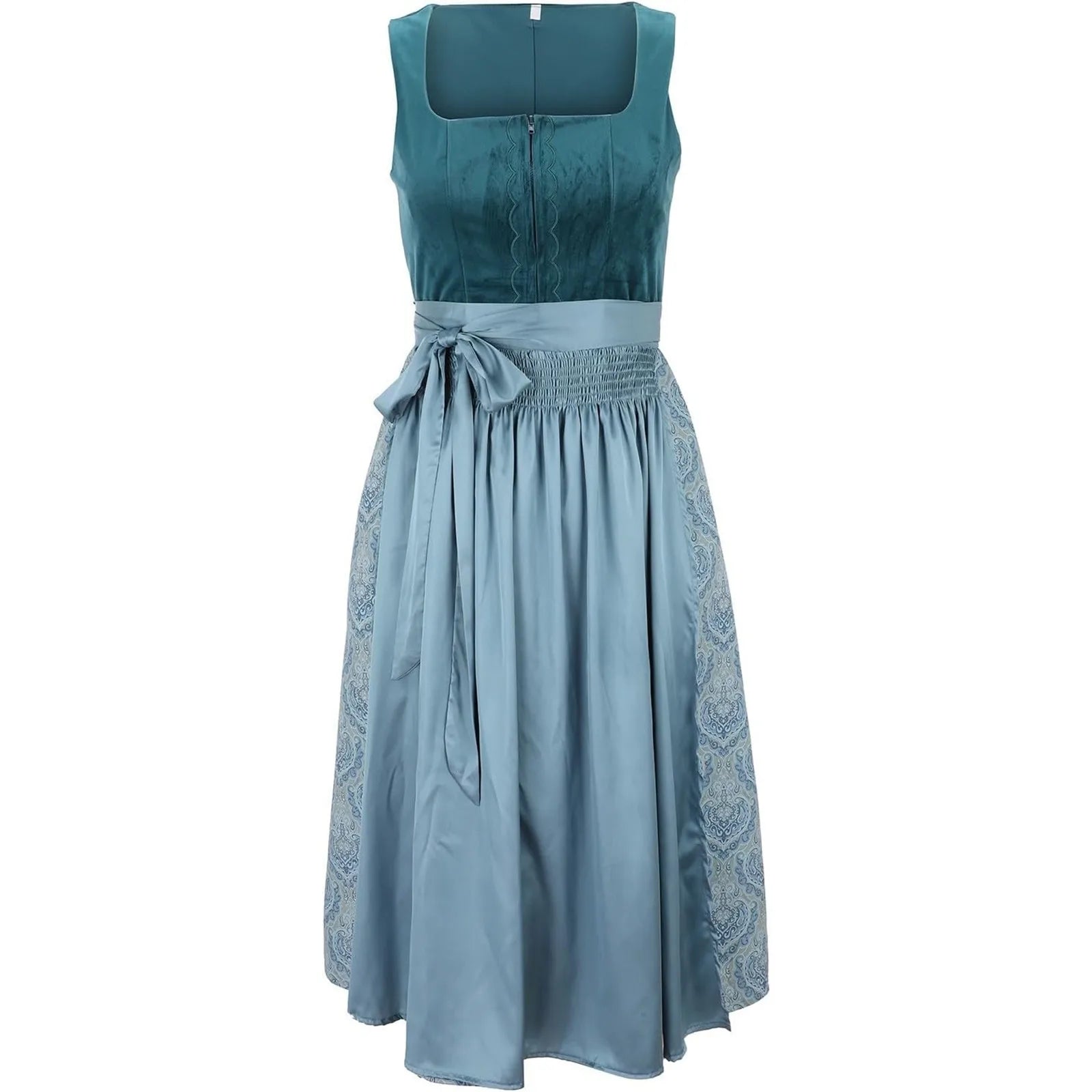 Elegant women's dirndl for Oktoberfest with vintage lacing and charming apron design