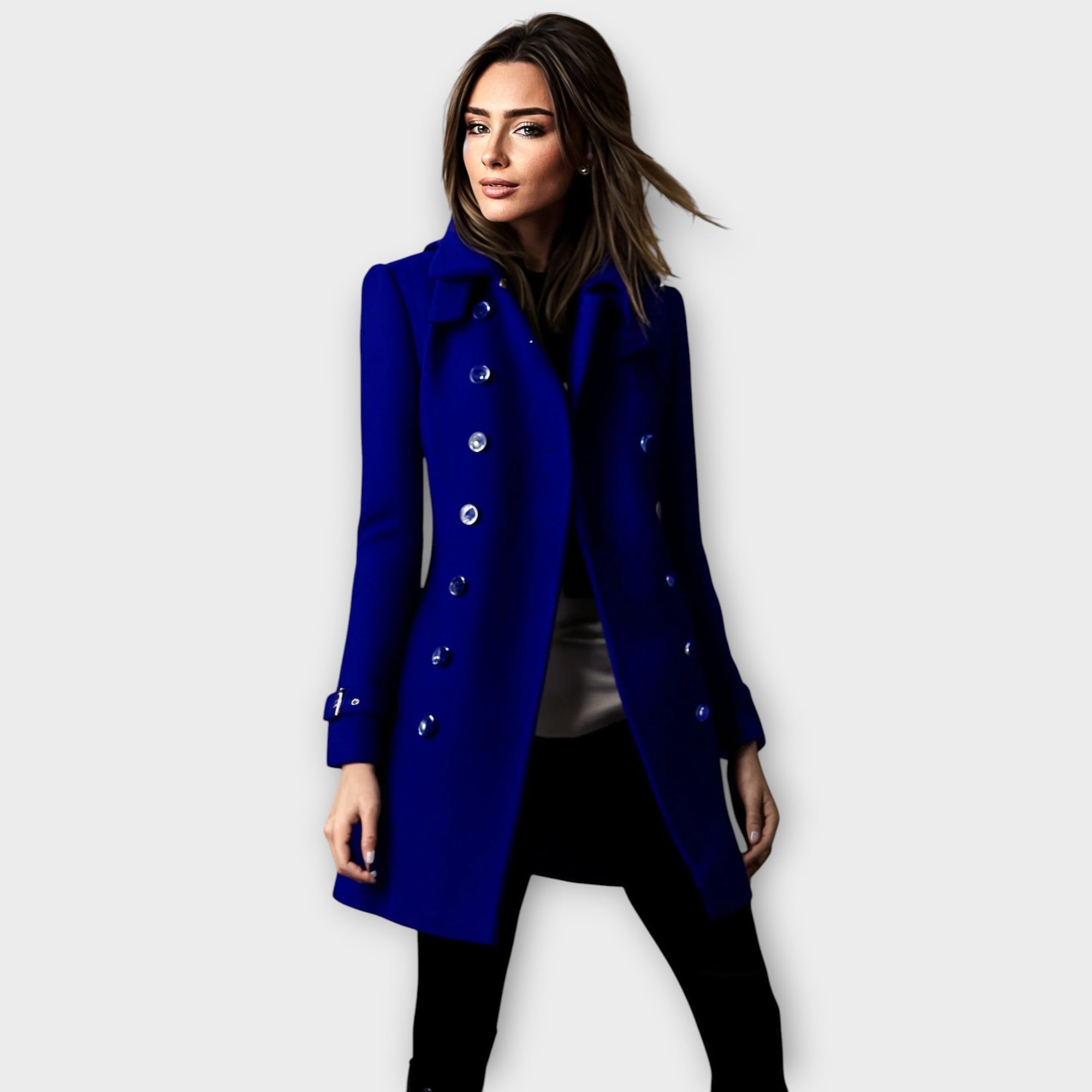 Linda™ | Stylish Elegant Travel Coat with Double Row of Buttons for a Sophisticated Look