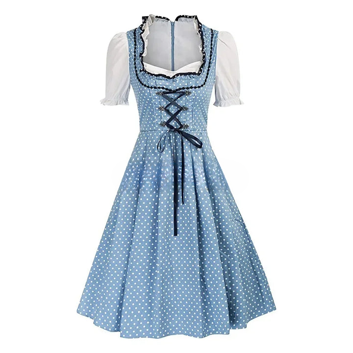 Elegant Damen Oktoberfest Dirndl with lovingly embroidered details, adjustable corset, stylish apron, and matching blouse – the perfect traditional outfit for your festive appearance