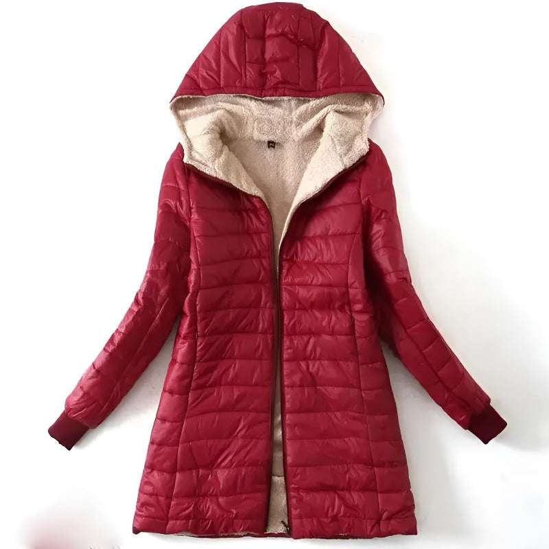 Women's Winter Hooded Puffer Coat with Insulation and Pockets