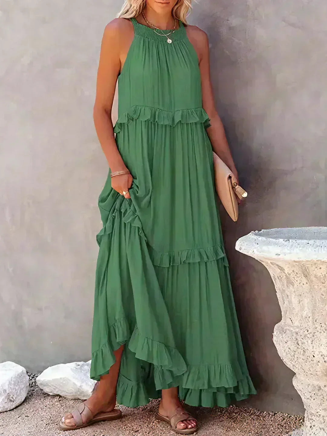 ANETA | Stylish and elegant sleeveless dress with beautiful ruffles