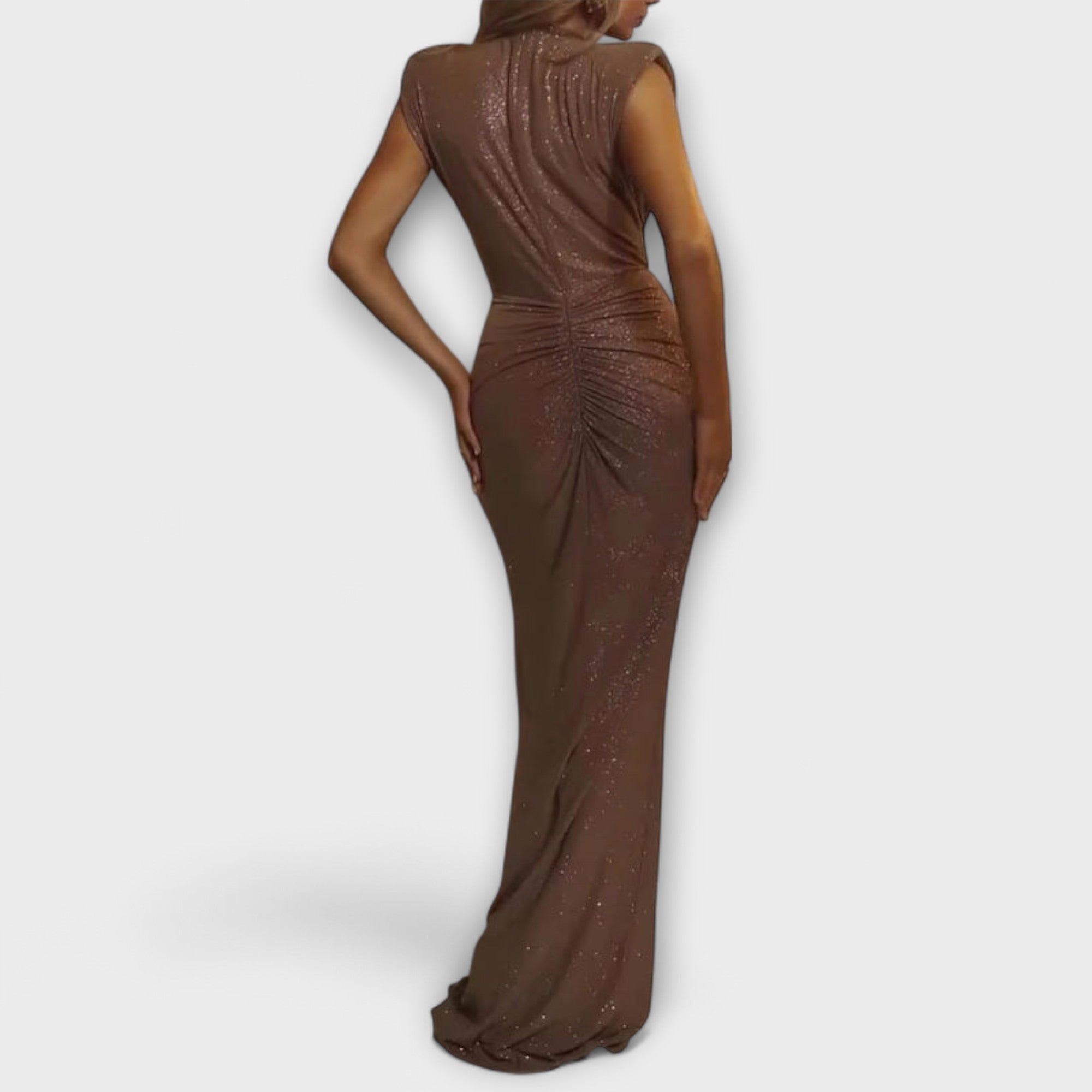 Women Summer Maxi Dress with Deep V-Neckline and Elastic Waist