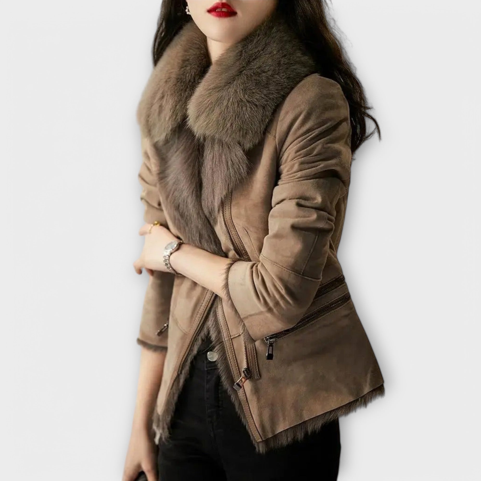 Leonora™ Chique Velour with Soft Faux Fur Collar
