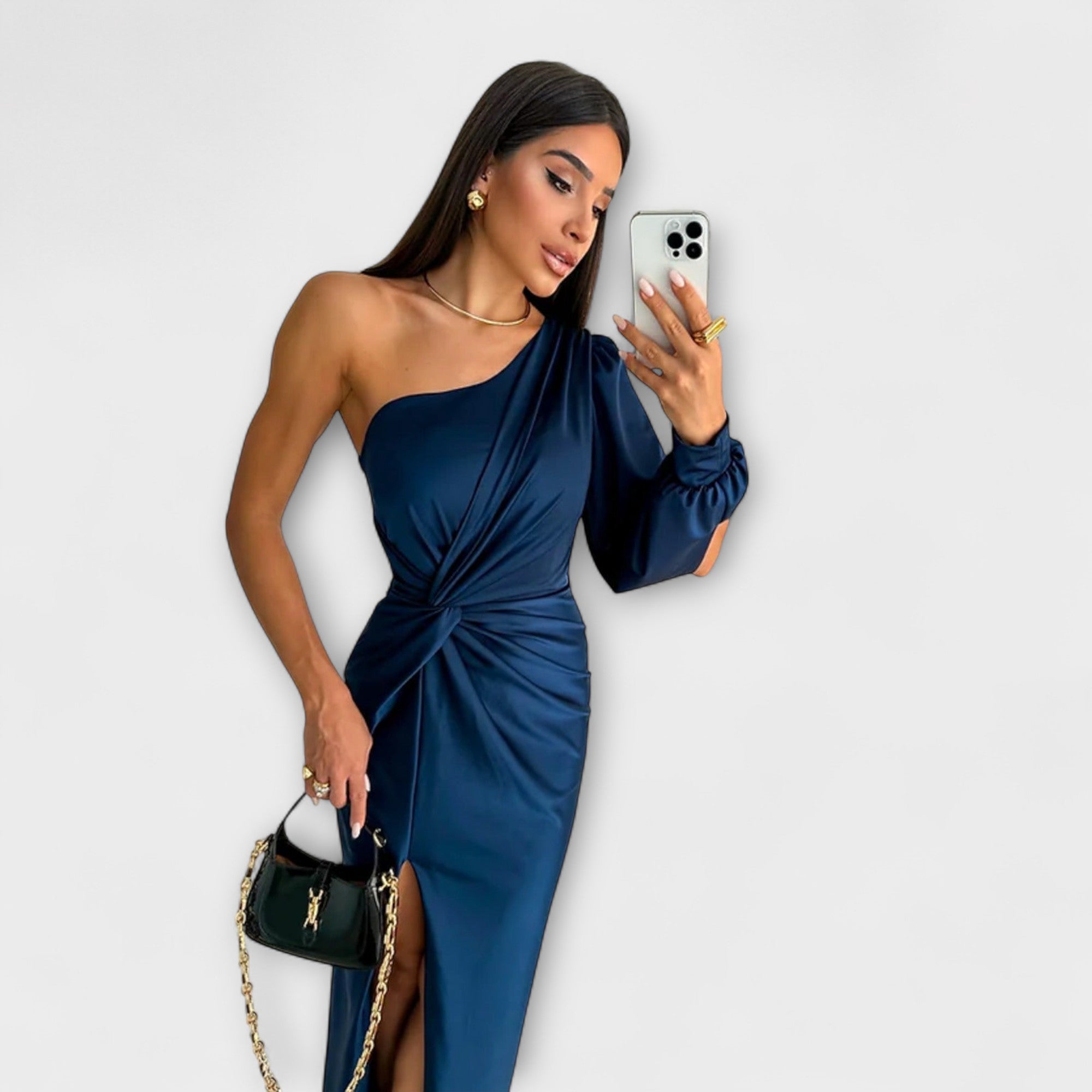 Women's Round Neck Flowing Midi Dress for Special Occasions