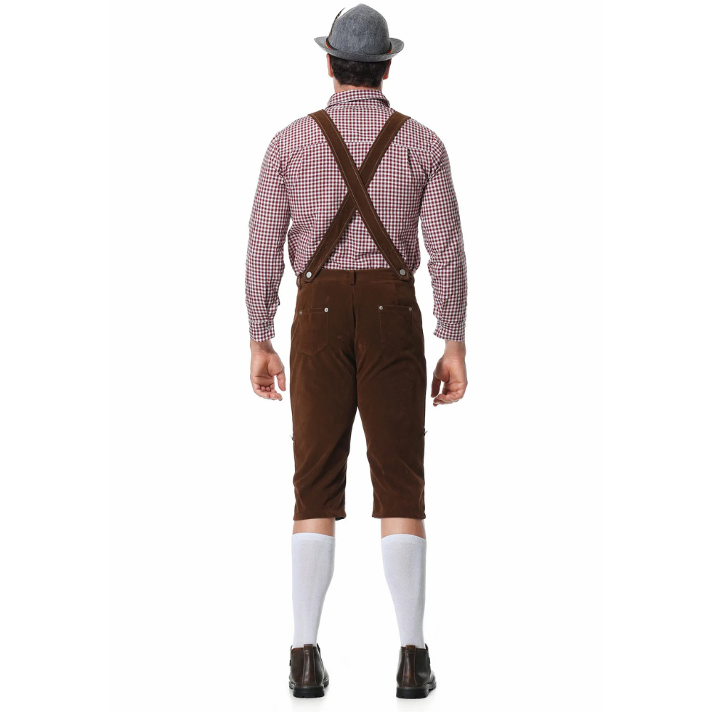 Authentic Men's Oktoberfest Lederhosen Set with Shirt and Tie for the Perfect Beer Festival Look