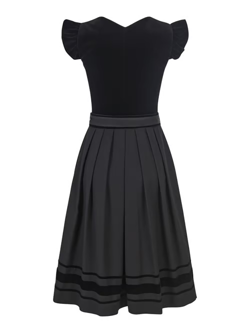 Chic Women's Knee-Length Dress with Stylish Bow and Elegant Lace Details