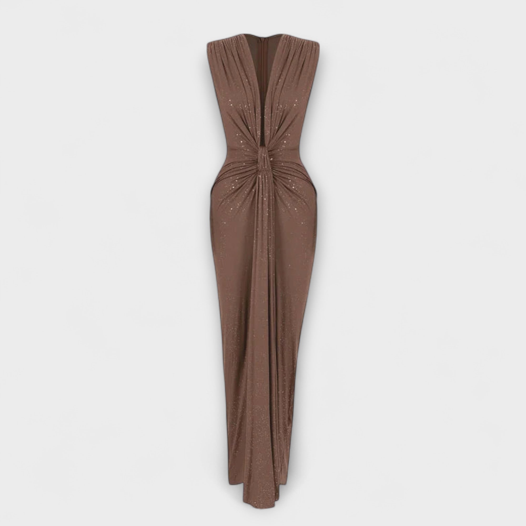 Women Summer Maxi Dress with Deep V-Neckline and Elastic Waist