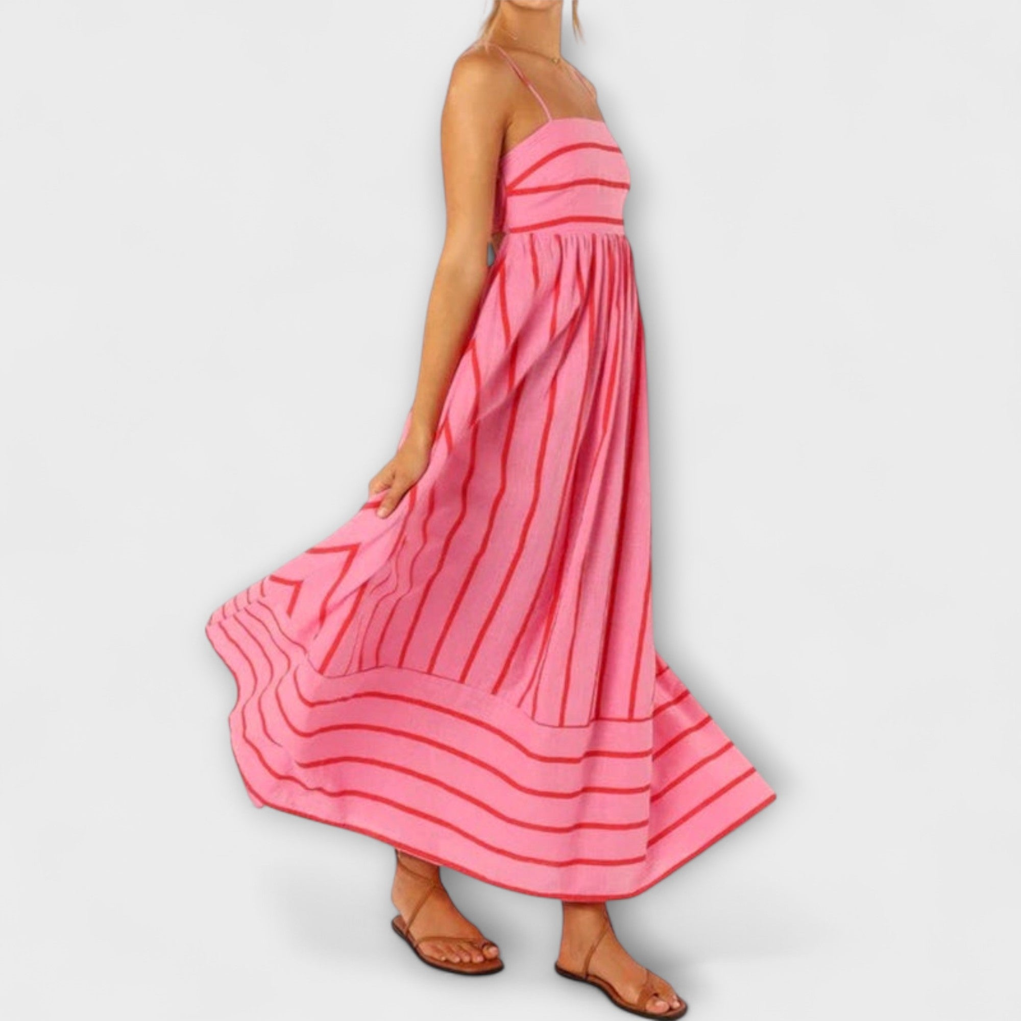 Women's Summer Maxi Dress in Flowing Silhouette with Sleeveless Design and Subtle Waist Definition