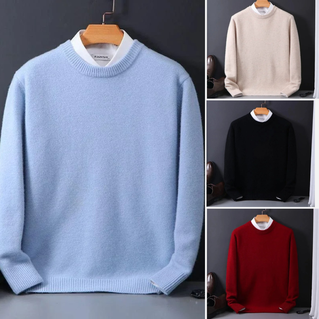 Thierry luxury cashmere sweater with a round neck for ultimate style and timeless comfort