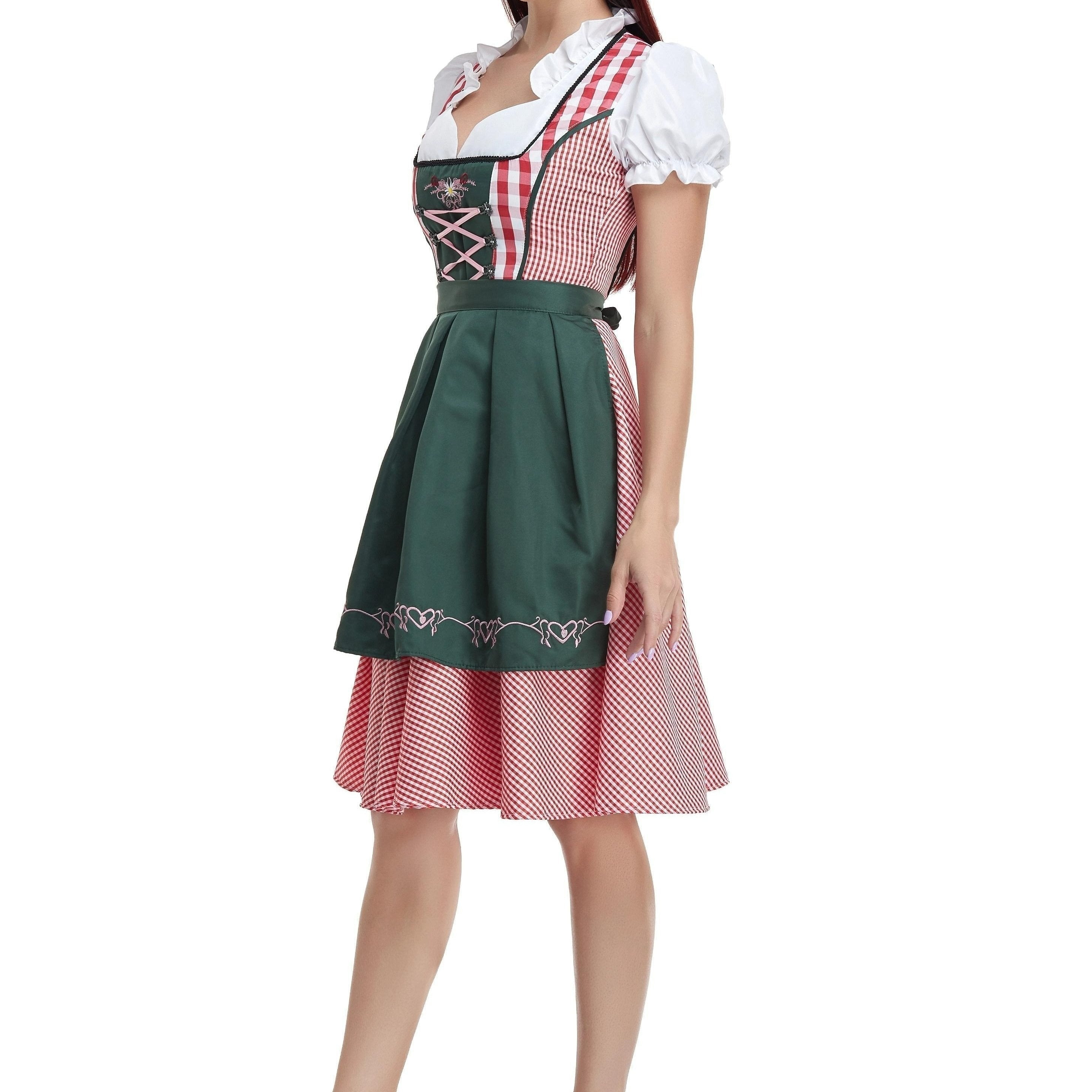 Elegant women's Dirndl dress in olive green with fashionable veil – ideal for festive occasions