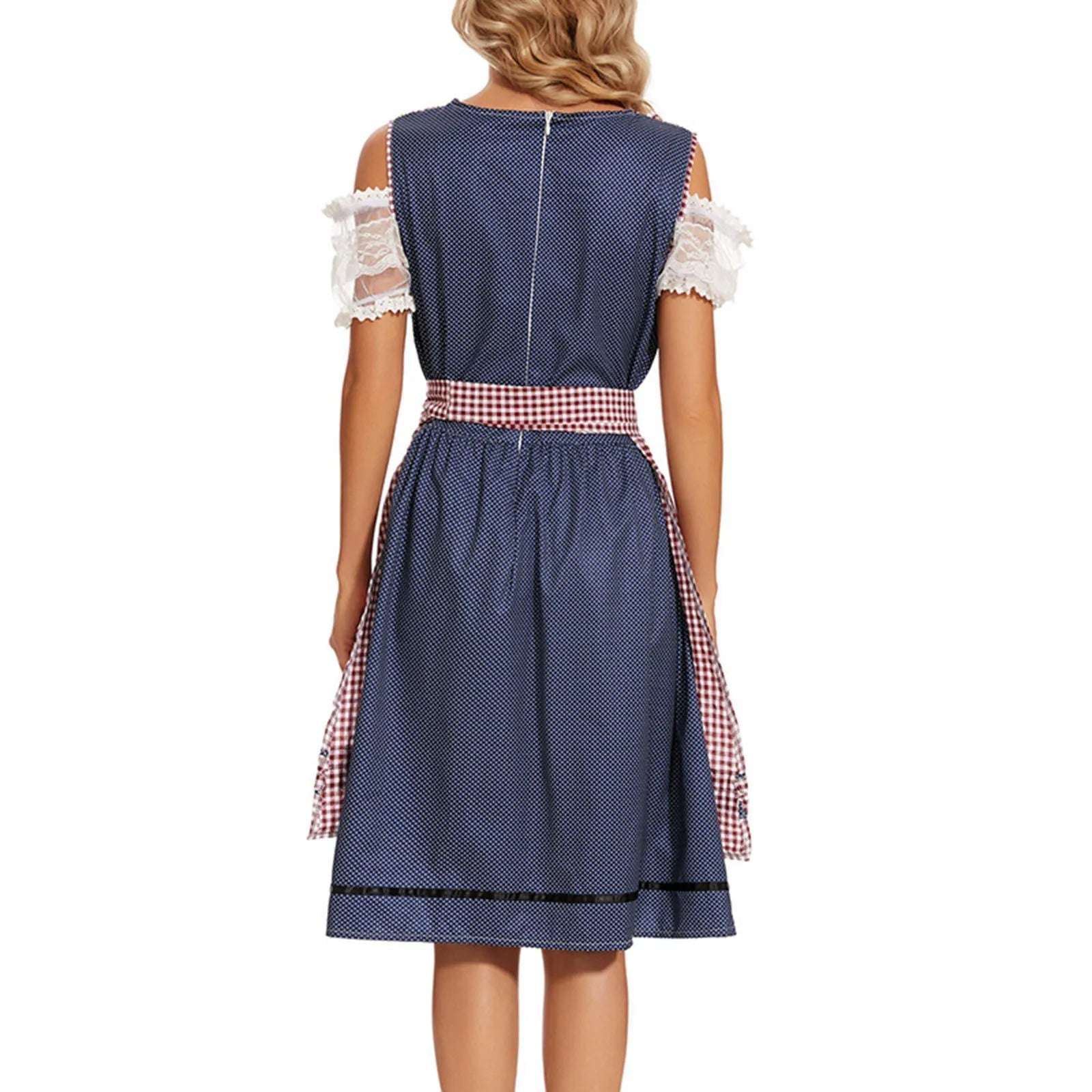 Elegant Chic Women's Dirndl with Trendy Checkered Design and Stylish Apron for the Ultimate Traditional Costume Look