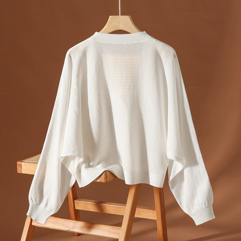 Women's Silk Blend Button-Up Shirt with Flowy Draped Design