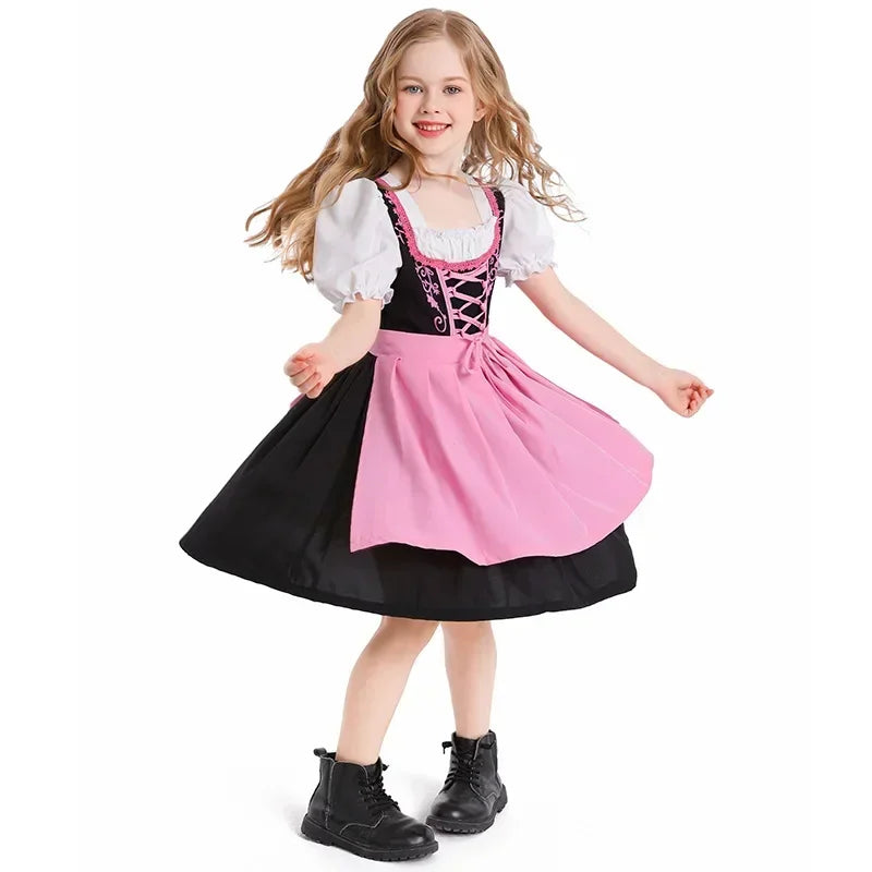 Charming Girls' Dirndl with Apron in Traditional Stylish Design