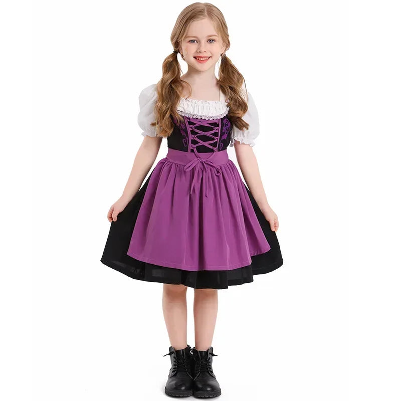 Charming Girls' Dirndl with Apron in Traditional Stylish Design
