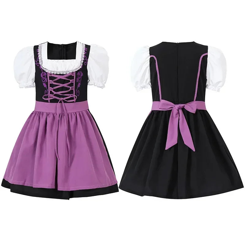Charming Girls' Dirndl with Apron in Traditional Stylish Design