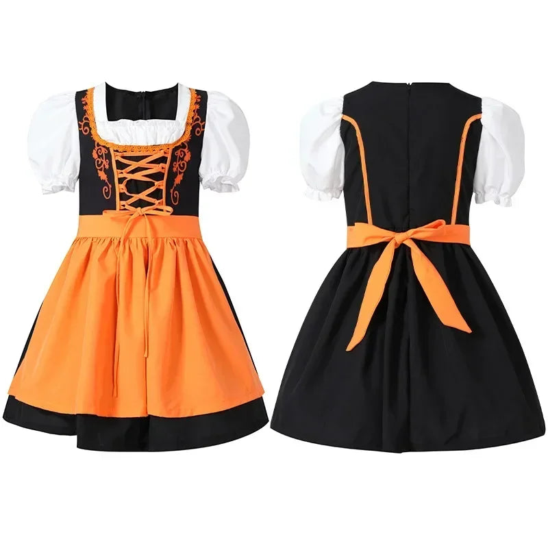 Charming Girls' Dirndl with Apron in Traditional Stylish Design