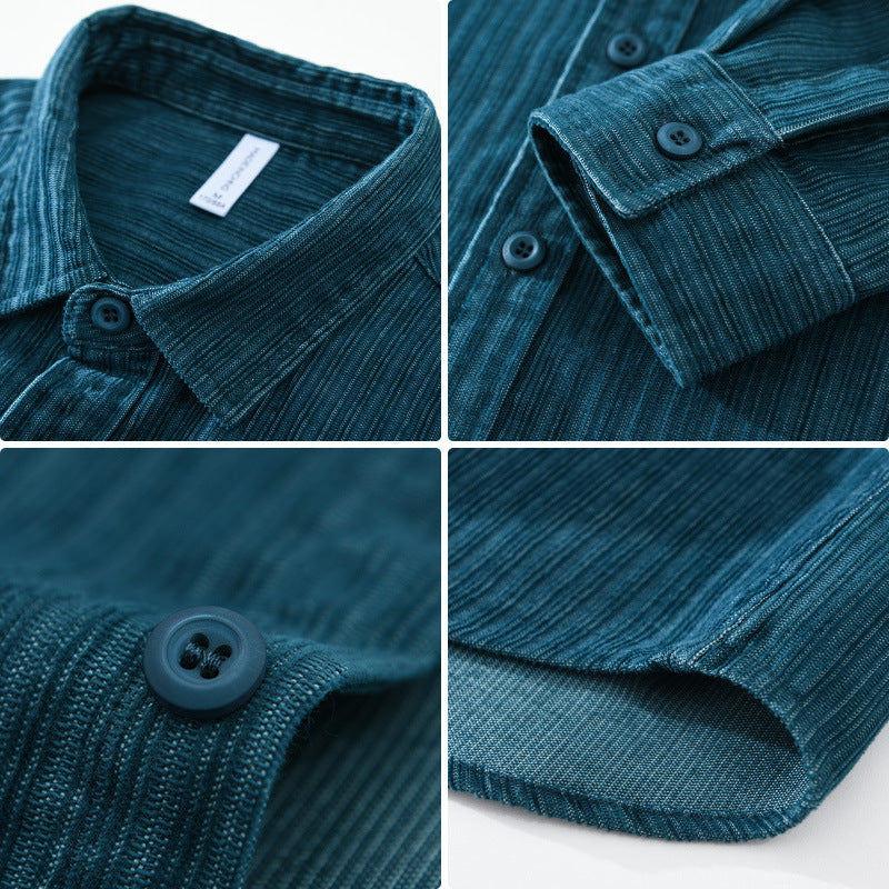 Men Long Sleeve Shirt Ultra-Soft Blend Tailored Fit Laydown Collar