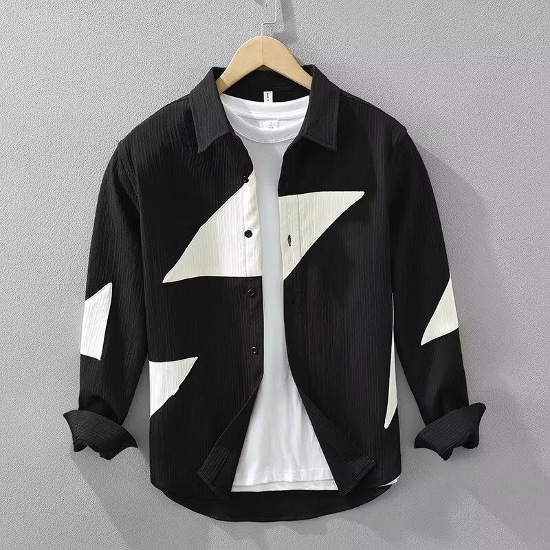 Men's Corduroy Shirt with Abstract Pattern and Relaxed Fit