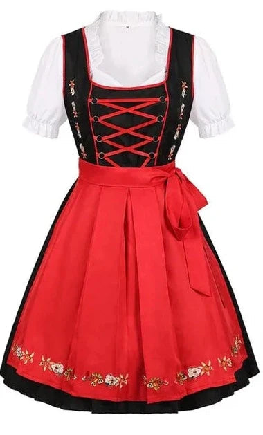 Elegant Damen Oktoberfest Dirndl with lovingly embroidered details, adjustable corset, stylish apron, and matching blouse – the perfect traditional outfit for your festive appearance