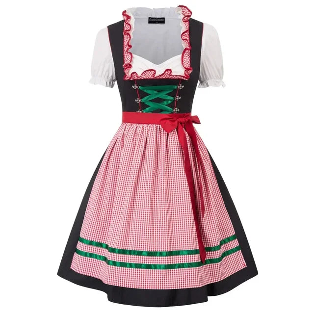 Elegant Damen Oktoberfest Dirndl with lovingly embroidered details, adjustable corset, stylish apron, and matching blouse – the perfect traditional outfit for your festive appearance