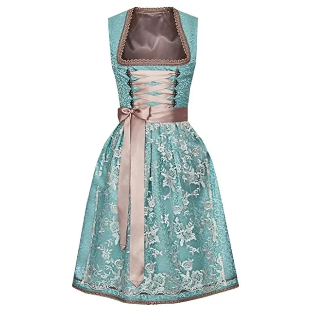 Elegant Damen Oktoberfest Dirndl with lovingly embroidered details, adjustable corset, stylish apron, and matching blouse – the perfect traditional outfit for your festive appearance