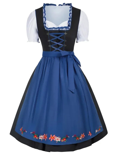 Elegant Damen Oktoberfest Dirndl with lovingly embroidered details, adjustable corset, stylish apron, and matching blouse – the perfect traditional outfit for your festive appearance