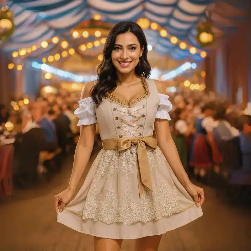 Chic Damen-Dirndl with Elaborate Embroidery and Fashionable Top – Ideal for Festive Occasions