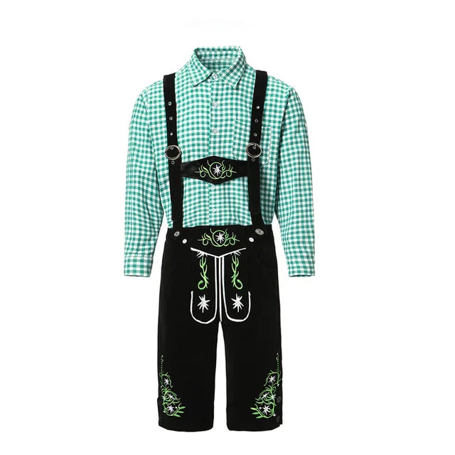 Men's stylish faux leather pants with detailed stitching and plaid shirt, suitable for special occasions