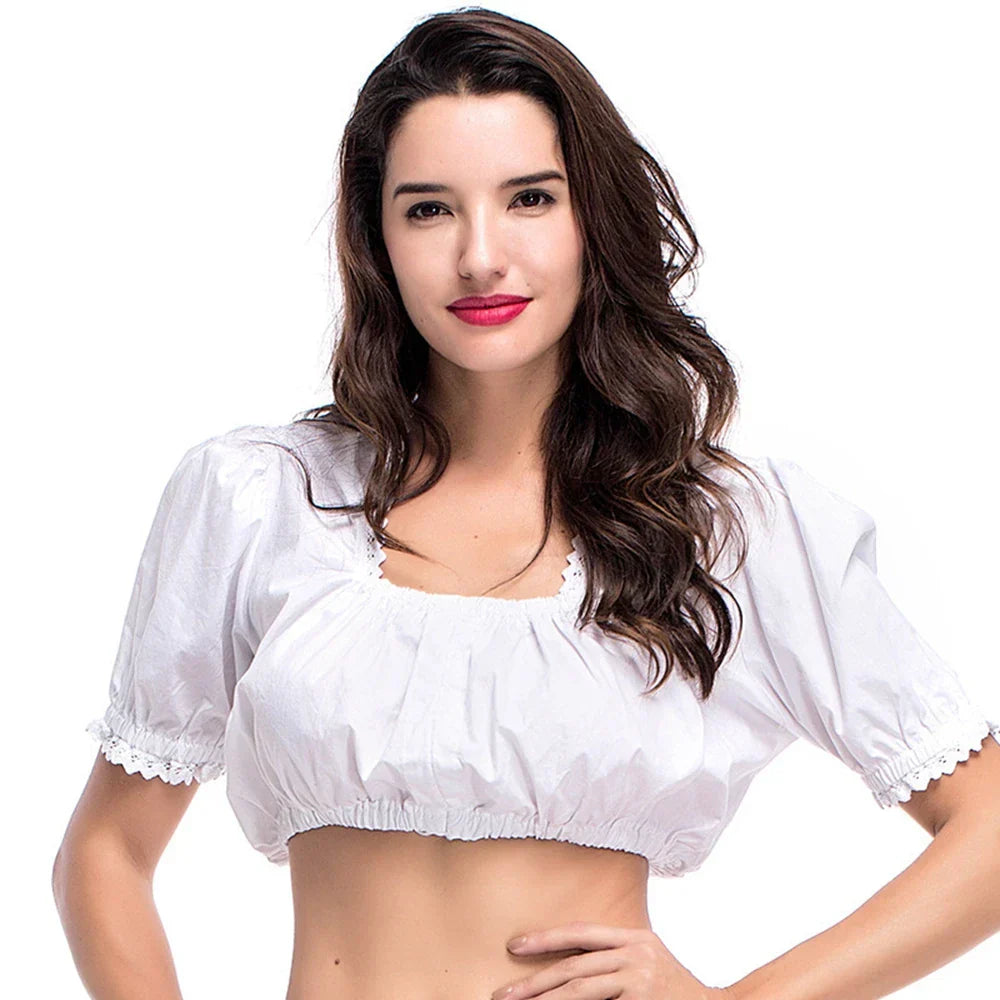 Elegant women's Dirndl blouse with short white shirt – The perfect Oktoberfest outfit for a stylish appearance