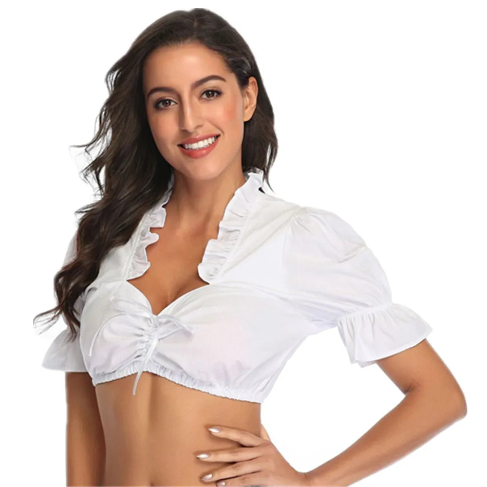 Elegant women's Dirndl blouse with short white shirt – The perfect Oktoberfest outfit for a stylish appearance