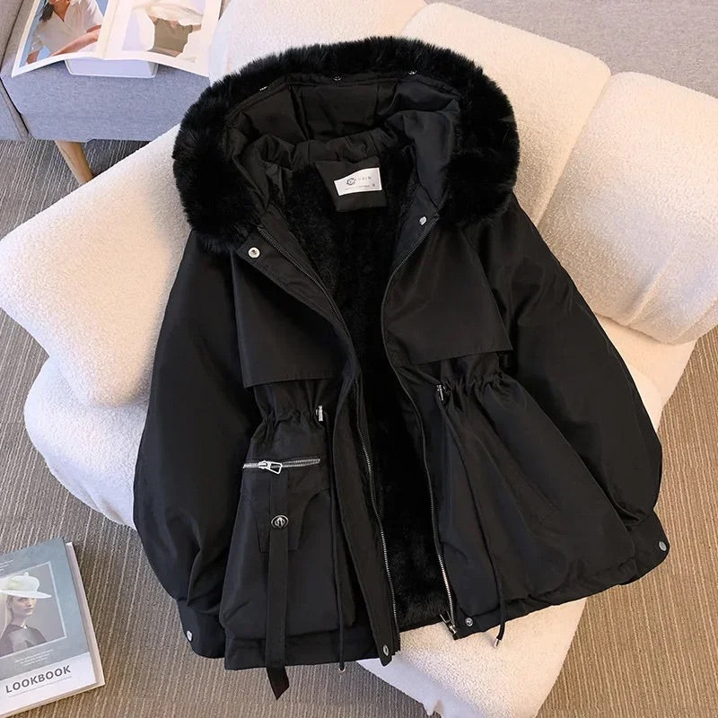Women's Winter Coat with Detachable Italian Arctic Fur Collar and Soft Lining