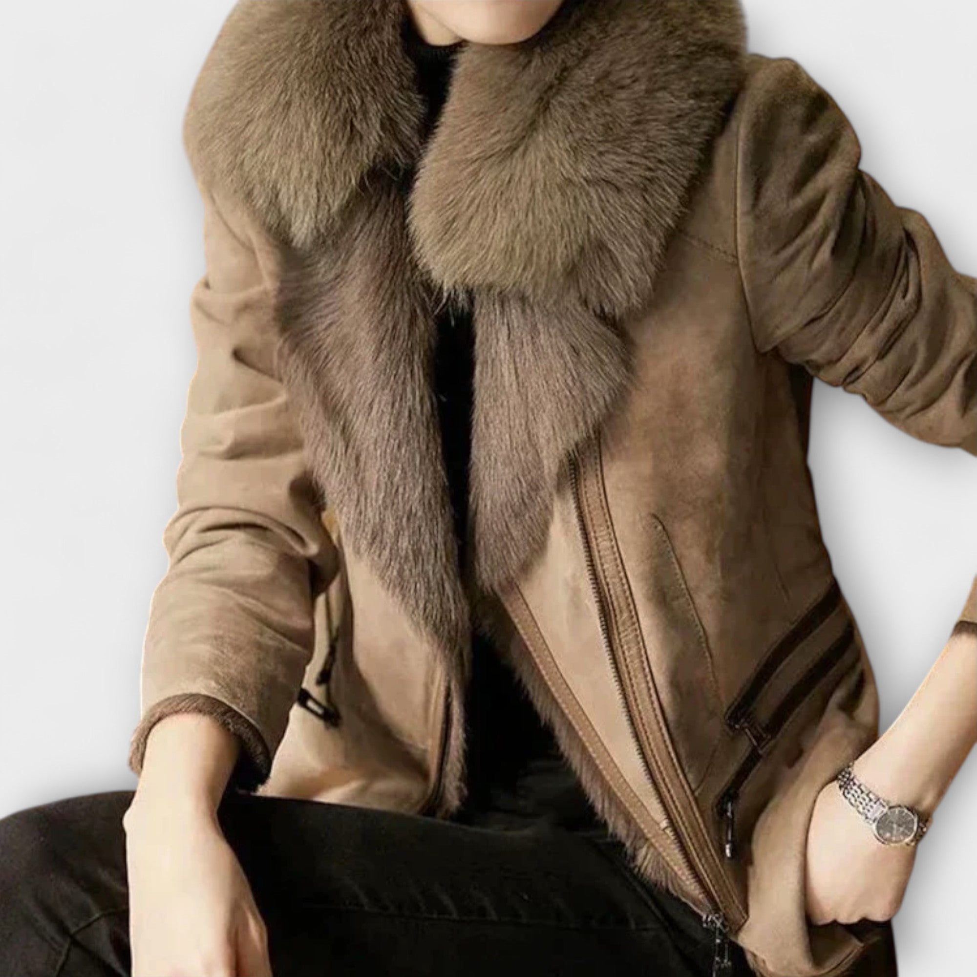Leonora™ Chique Velour with Soft Faux Fur Collar