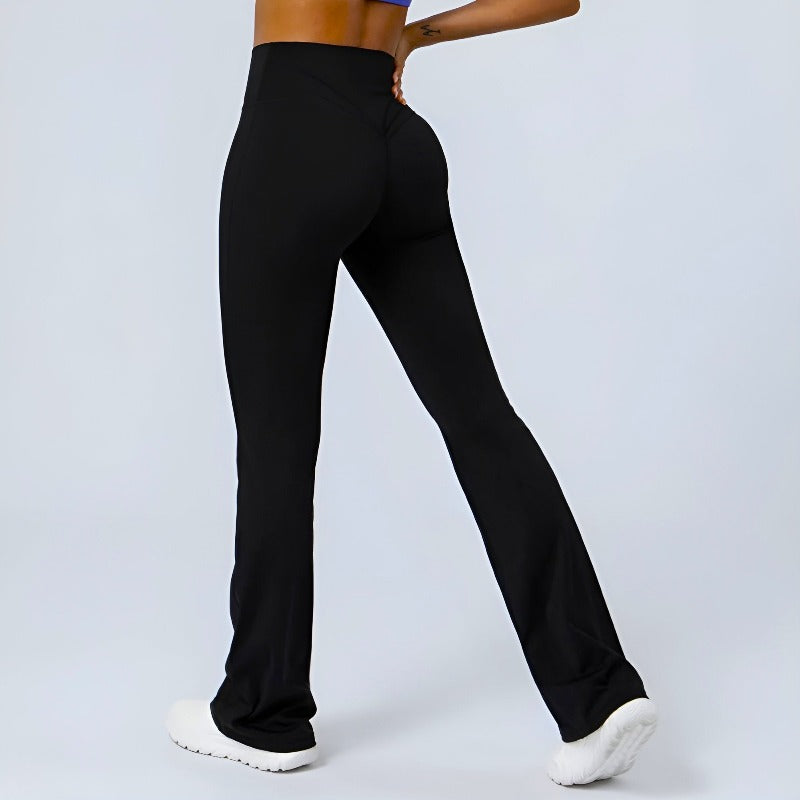 Women High-Rise Flare Leggings with Moisture-Wicking Fabric