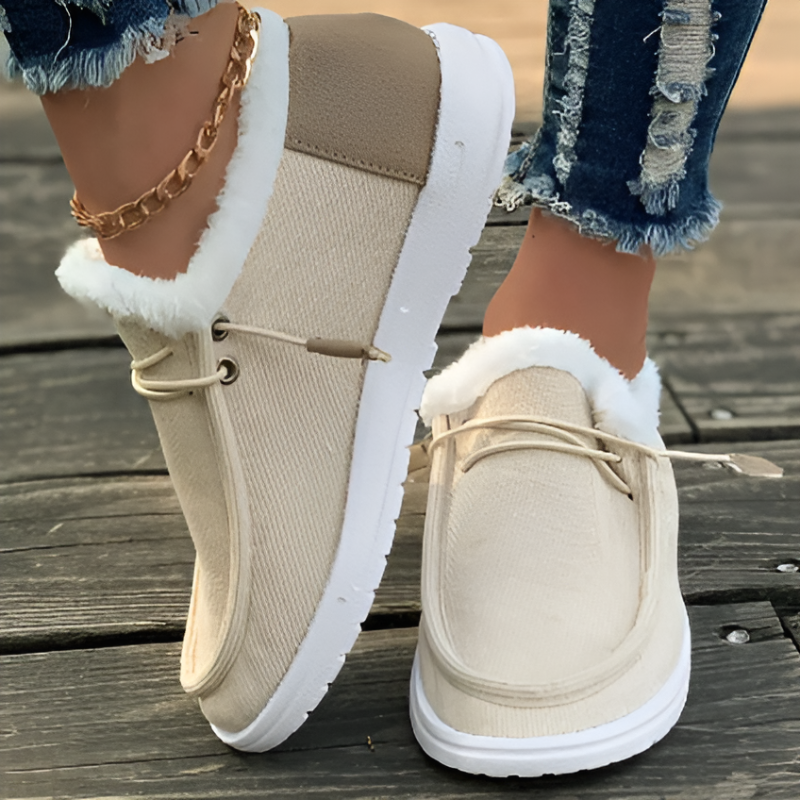 Women Winter Fur-Lined Cotton Slip-On Shoes