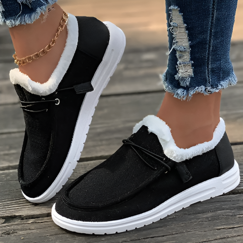 Women Winter Fur-Lined Cotton Slip-On Shoes