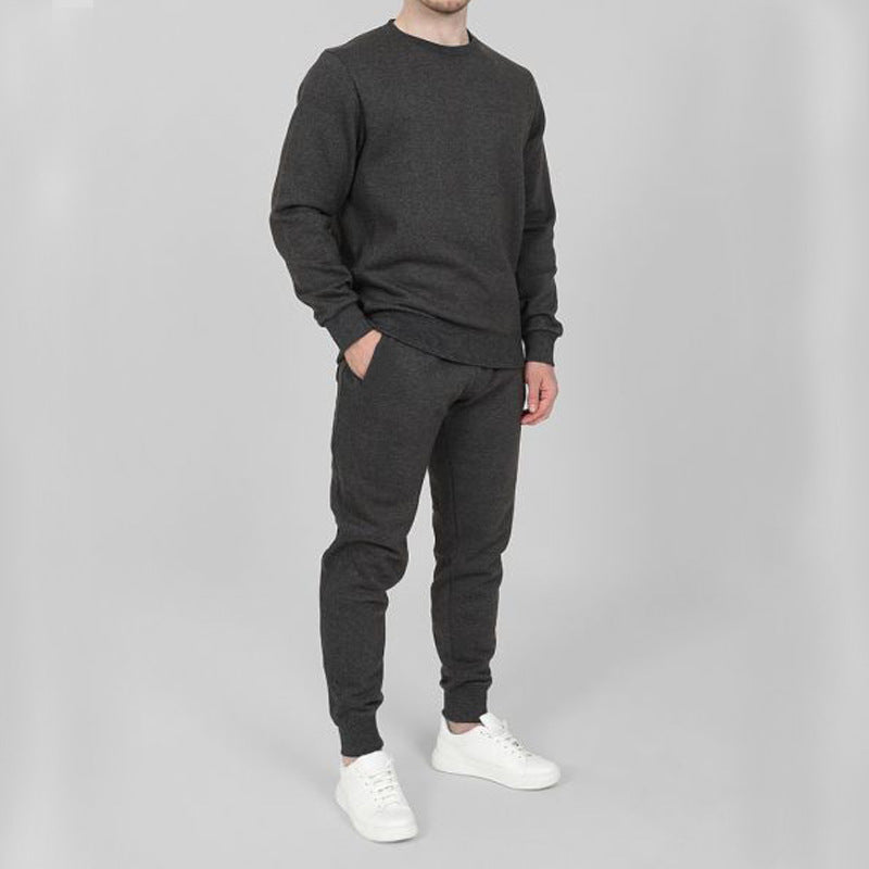 Men Sports Suit Slim Fit Two-Piece Round Neck Long Sleeve