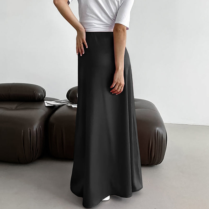 Woman Summer Skirt Long A-Line High Waist Slim Fit with Concealed Zipper