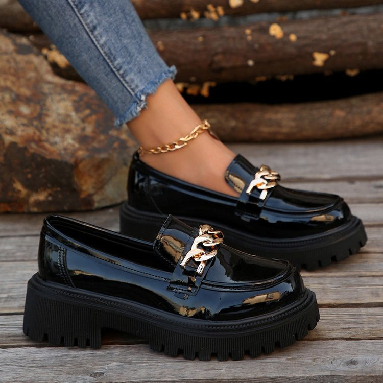 Women Spring Slip-On Shoes Round Toe Thick Sole Low-Top Design