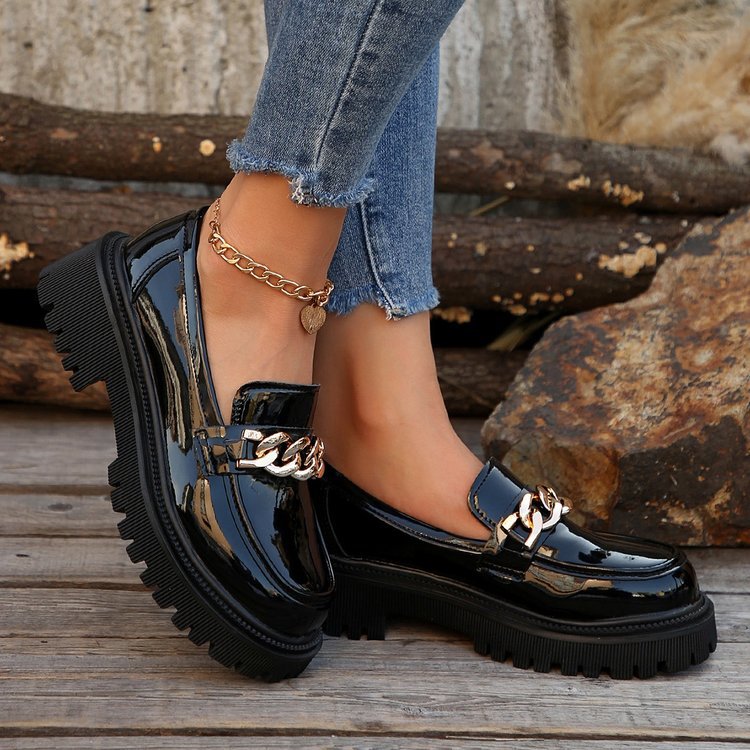 Women Spring Slip-On Shoes Round Toe Thick Sole Low-Top Design