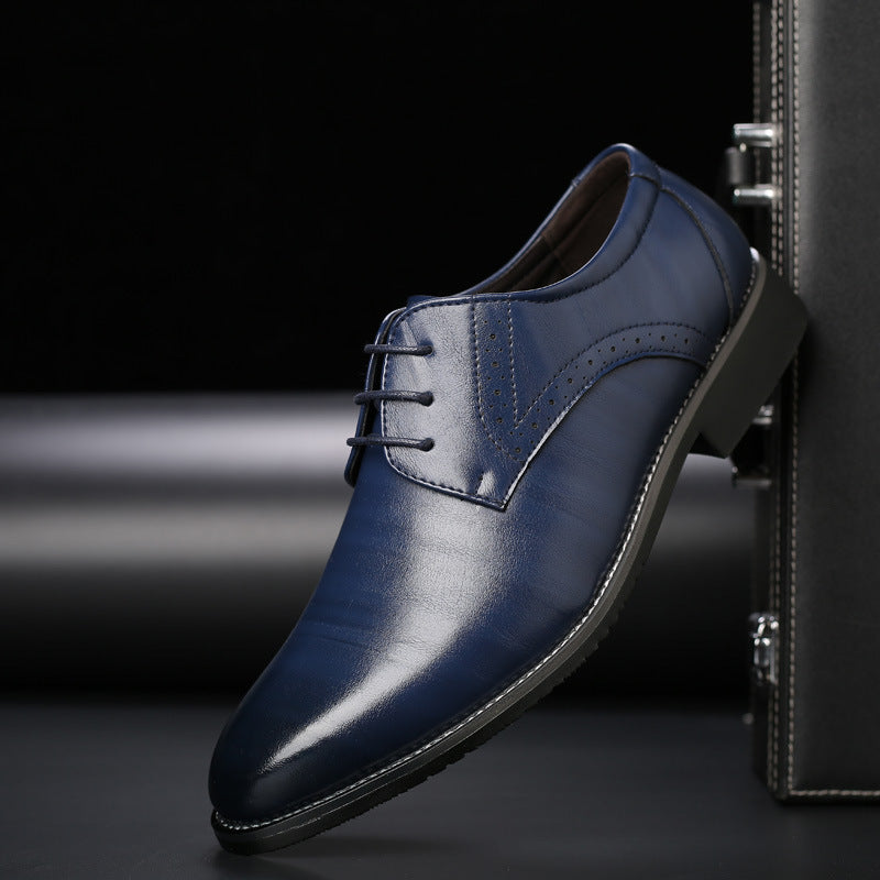 Male Dress Shoes Plus Size Low-Top with Rubber Sole and Toe Cap
