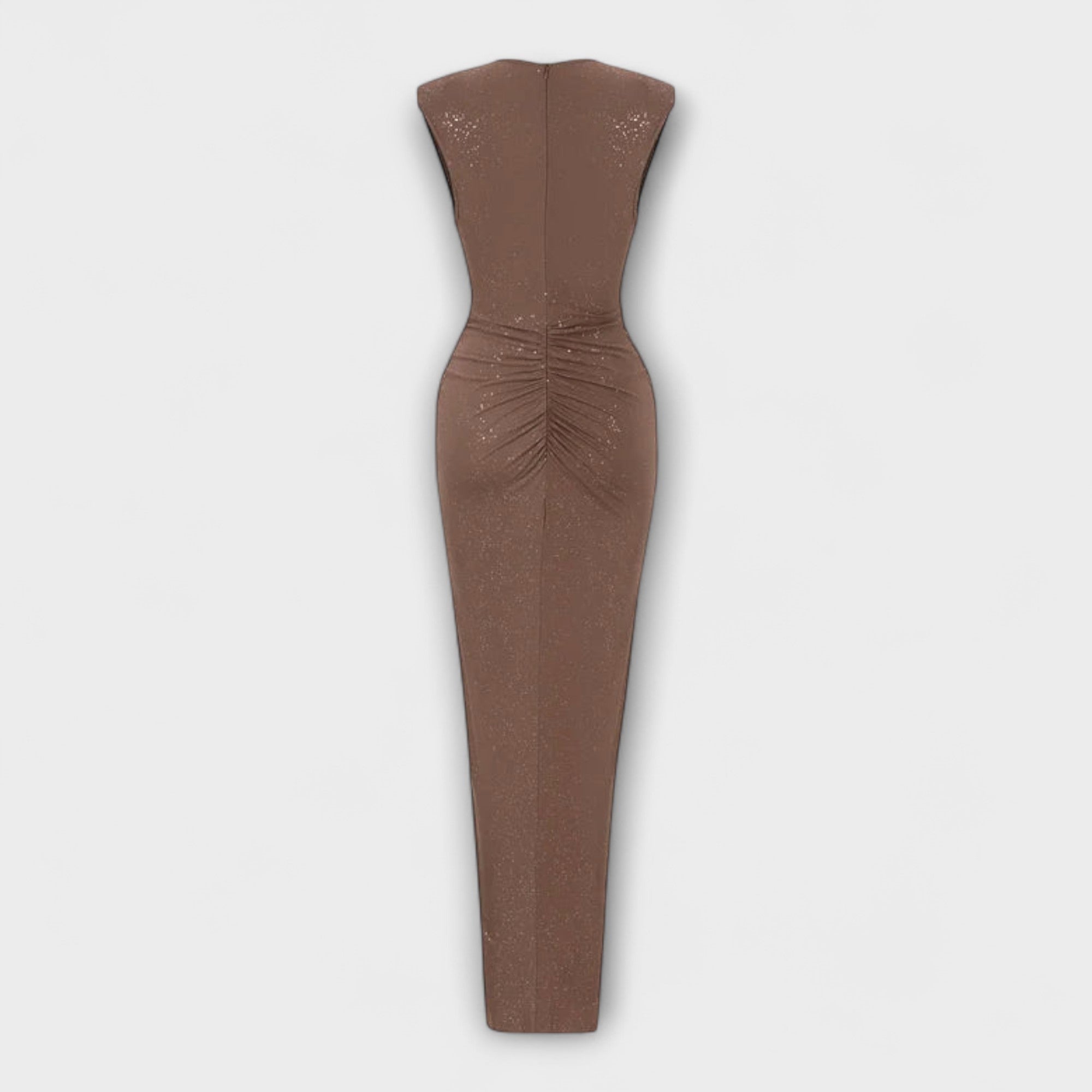 Women Summer Maxi Dress with Deep V-Neckline and Elastic Waist