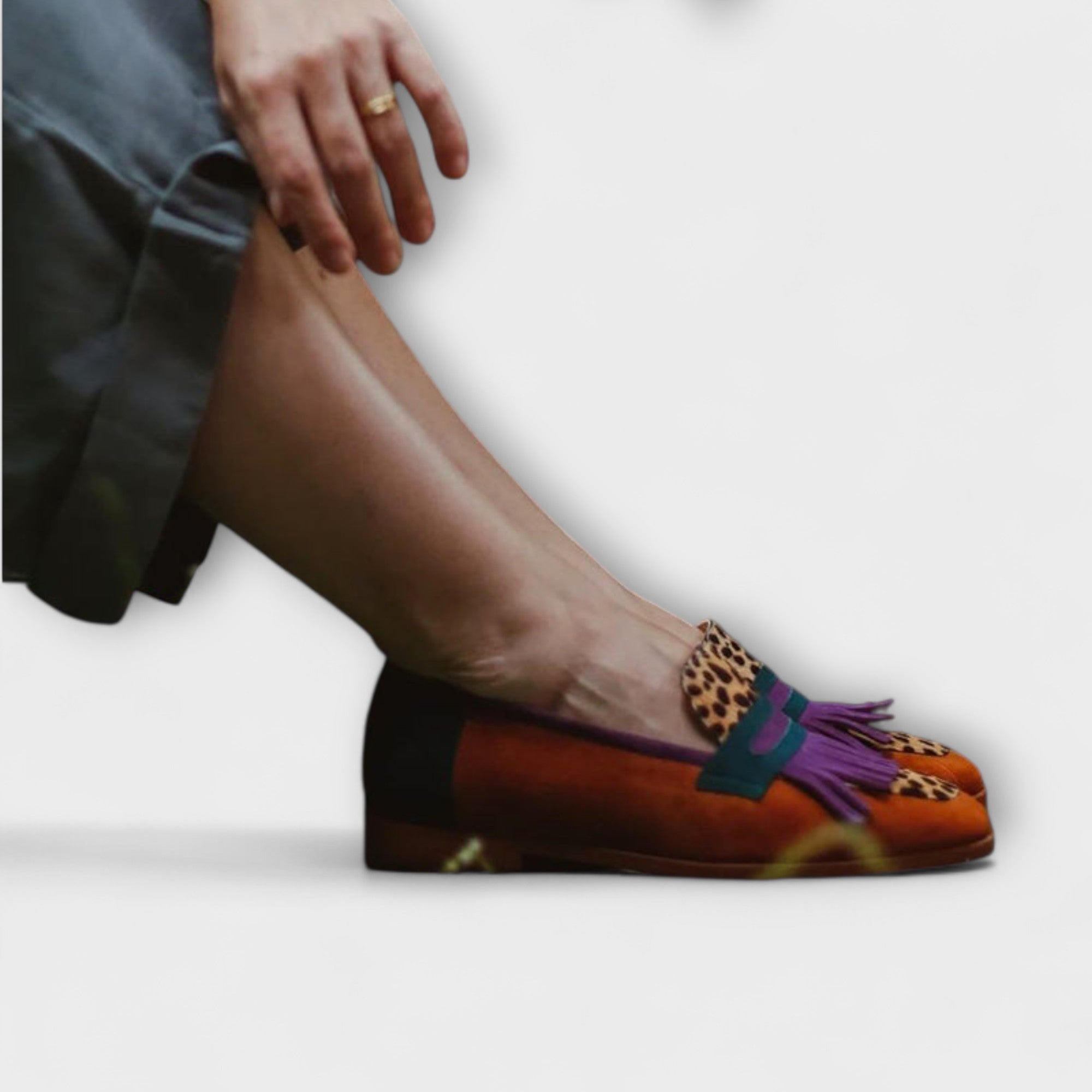 Sophisticated Fallon Brown Loafer with Chic Leopard Print for a Fashion-Forward Look