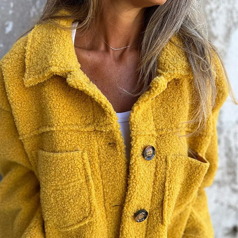 Women's Fall Button-Down Jacket with Lapel Collar and Pockets