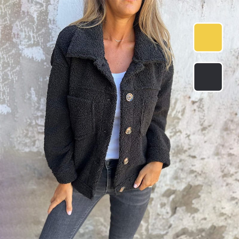 Women's Fall Button-Down Jacket with Lapel Collar and Pockets