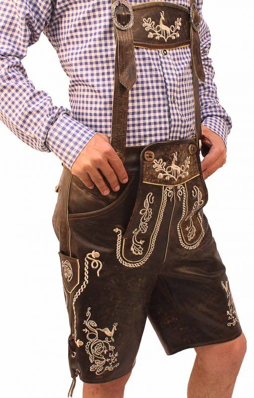 Men's Oktoberfest Lederhosen with Stylish Embroidery and Customizable Suspenders for an Authentic Bavarian Look