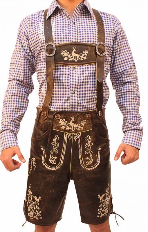 Men's Oktoberfest Lederhosen with Stylish Embroidery and Customizable Suspenders for an Authentic Bavarian Look